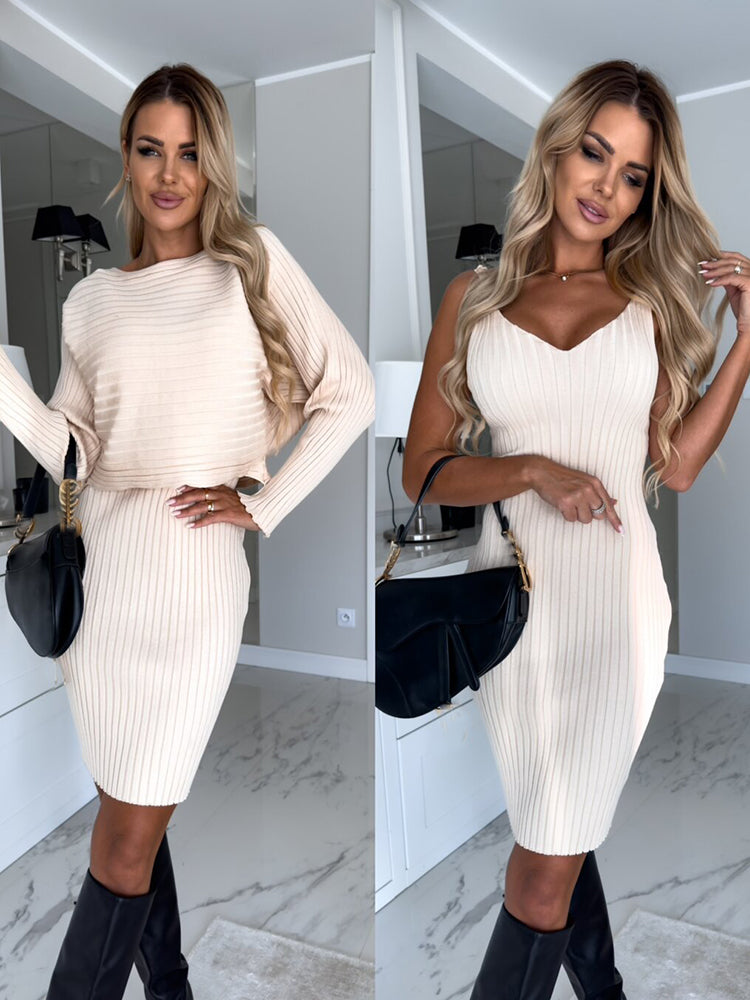 Eliana | Gestreept Langarmshirt en Mini-Jurk Set