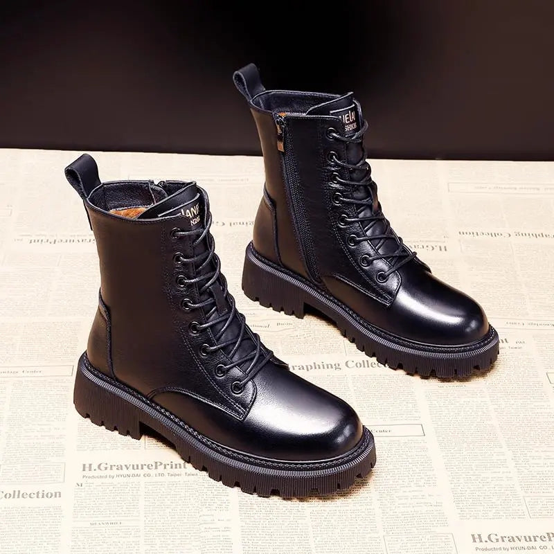 Andrea™ - Zwarte Leren Winterstiefels