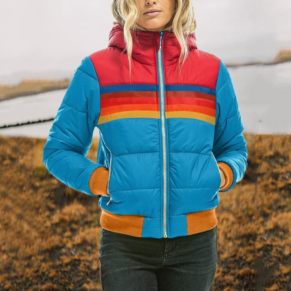 Roswitha - Retro Parka met Kunstbontkap